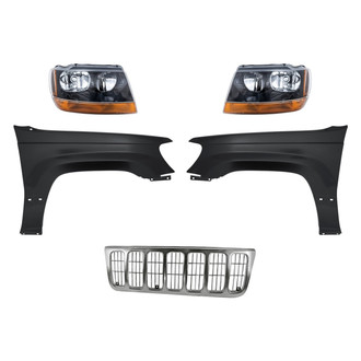 Replacement - 5-Piece Kit (Driver and Passenger Side Headlights, Inner and Outer Grille, Driver and Passenger Side Fenders) (Standard Line)