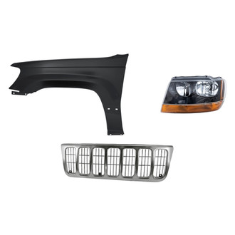 Replacement - 3-Piece Kit (Driver Side Headlight, Inner and Outer Grille, Front Driver Side Fender) (Standard Line)