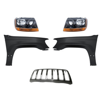 Replacement - 5-Piece Kit (Driver and Passenger Side Headlights, Grille, Driver and Passenger Side Fenders) (Standard Line)