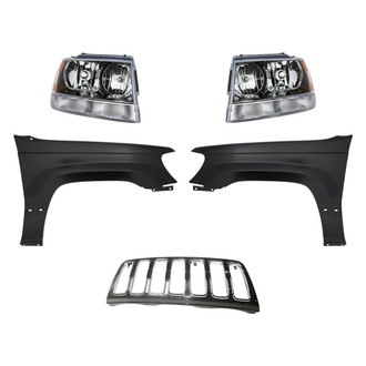 Replacement - 5-Piece Kit (Driver and Passenger Side Headlights, Grille, Driver and Passenger Side Fenders) (Standard Line)