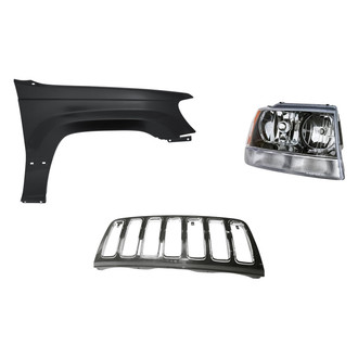 Replacement - 3-Piece Kit (Passenger Side Headlight, Grille, Front Passenger Side Fender) (Standard Line)