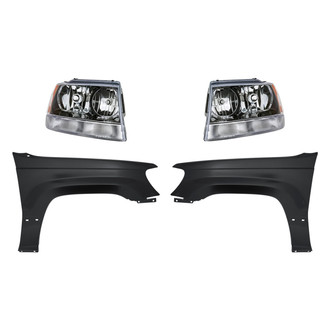 Replacement - 4-Piece Kit (Driver and Passenger Side Headlights, Driver and Passenger Side Fenders) (Standard Line)