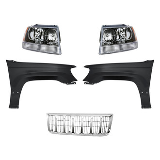 Replacement - 5-Piece Kit (Driver and Passenger Side Headlights, Grille, Driver and Passenger Side Fenders) (Standard Line)