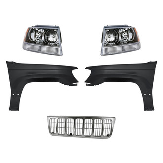 Replacement - 5-Piece Kit (Driver and Passenger Side Headlights, Inner and Outer Grille, Driver and Passenger Side Fenders) (Standard Line)