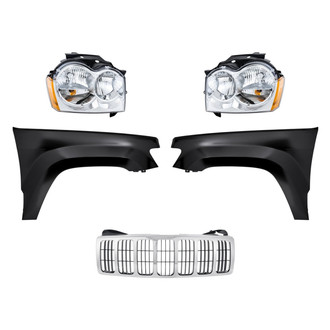 Replacement - 5-Piece Kit (Driver and Passenger Side Headlights, Grille, Driver and Passenger Side Fenders)