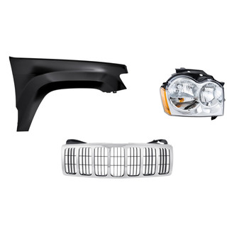 Replacement - 3-Piece Kit (Passenger Side Headlight, Grille, Front Passenger Side Fender)