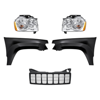 Replacement - 5-Piece Kit (Driver and Passenger Side Headlights, Grille, Driver and Passenger Side Fenders) (Standard Line)