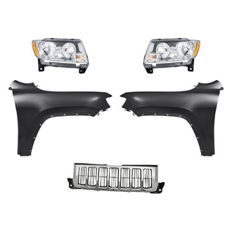 Replacement - 5-Piece Kit (Driver and Passenger Side Headlights, Grille, Driver and Passenger Side Fenders) (Standard Line)