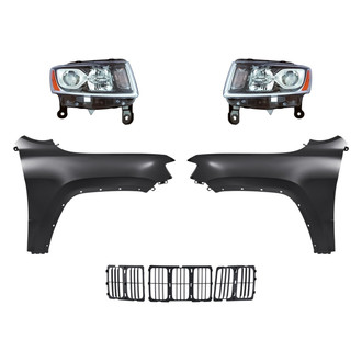 Replacement - 5-Piece Kit (Driver and Passenger Side Headlights, Grille, Driver and Passenger Side Fenders) (Standard Line)