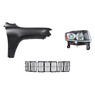 Replacement - 3-Piece Kit (Passenger Side Headlight, Grille, Front Passenger Side Fender) (Standard Line)