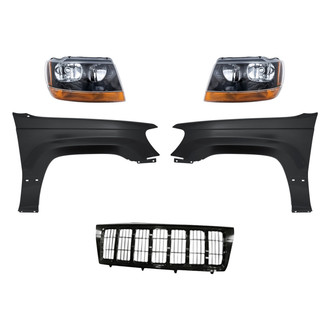 Replacement - 5-Piece Kit (Driver and Passenger Side Headlights, Grille, Driver and Passenger Side Fenders) (Standard Line)