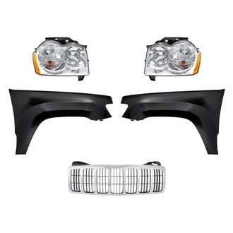 Replacement - 5-Piece Kit (Driver and Passenger Side Headlights, Grille, Driver and Passenger Side Fenders) (Standard Line)