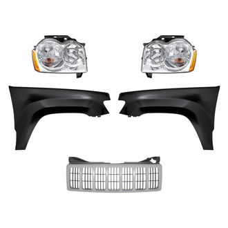 Replacement - 5-Piece Kit (Driver and Passenger Side Headlights, Grille, Driver and Passenger Side Fenders) (CAPA Certified)