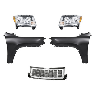 Replacement - 5-Piece Kit (Driver and Passenger Side Headlights, Grille, Driver and Passenger Side Fenders) (Standard Line)