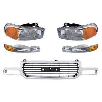 Replacement - 5-Piece Kit (Driver and Passenger Side Headlights, Grille, Driver and Passenger Side Turn Signal/Parking Lights) (Standard Line)
