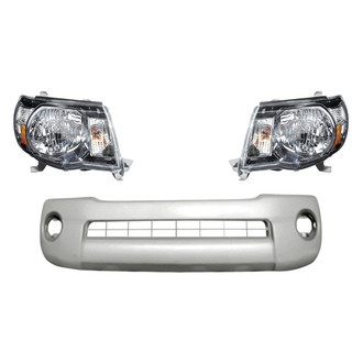 Replacement - 3-Piece Kit (Driver and Passenger Side Headlights, Front Bumper Cover) (Standard Line)