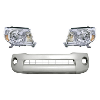 Replacement - 3-Piece Kit (Driver and Passenger Side Headlights, Front Bumper Cover) (Standard Line)
