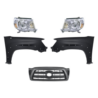 Replacement - 5-Piece Kit (Driver and Passenger Side Headlights, Grille, Driver and Passenger Side Fenders) (Standard Line)
