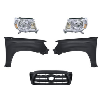 Replacement - 5-Piece Kit (Driver and Passenger Side Headlights, Grille, Driver and Passenger Side Fenders) (Standard Line)