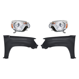 Replacement - 4-Piece Kit (Driver and Passenger Side Headlights, Driver and Passenger Side Fenders) (Standard Line)
