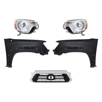 Replacement - 5-Piece Kit (Driver and Passenger Side Headlights, Grille, Driver and Passenger Side Fenders) (Standard Line)