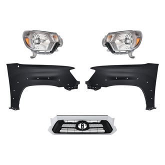 Replacement - 5-Piece Kit (Driver and Passenger Side Headlights, Grille, Driver and Passenger Side Fenders) (Standard Line)
