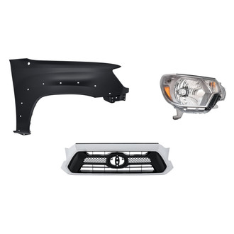 Replacement - 3-Piece Kit (Passenger Side Headlight, Grille, Front Passenger Side Fender) (Standard Line)