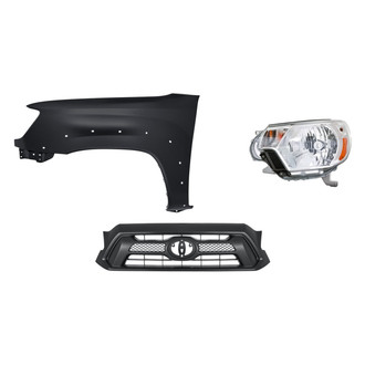 Replacement - 3-Piece Kit (Driver Side Headlight, Grille, Front Driver Side Fender) (Standard Line)
