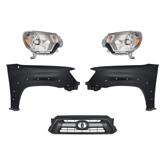 Replacement - 5-Piece Kit (Driver and Passenger Side Headlights, Grille, Driver and Passenger Side Fenders) (Standard Line)