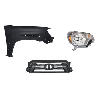 Replacement - 3-Piece Kit (Passenger Side Headlight, Grille, Front Passenger Side Fender) (Standard Line)