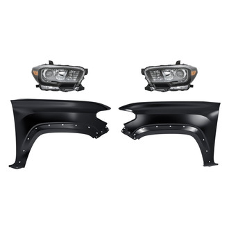 Replacement - 4-Piece Kit (Driver and Passenger Side Headlights, Driver and Passenger Side Fenders) (CAPA Certified)
