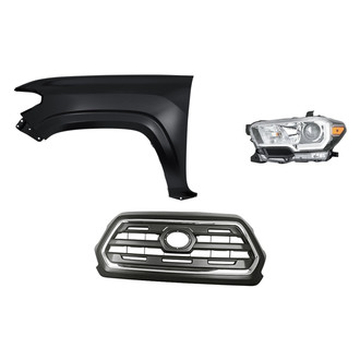 Replacement - 3-Piece Kit (Driver Side Headlight, Grille, Front Driver Side Fender) (CAPA Certified)