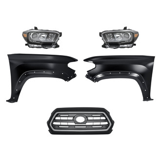 Replacement - 5-Piece Kit (Driver and Passenger Side Headlights, Grille, Driver and Passenger Side Fenders) (Standard Line)