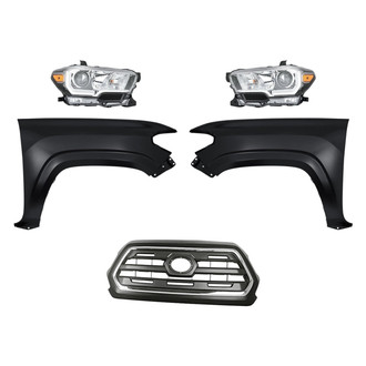 Replacement - 5-Piece Kit (Driver and Passenger Side Headlights, Grille, Driver and Passenger Side Fenders) (Standard Line)