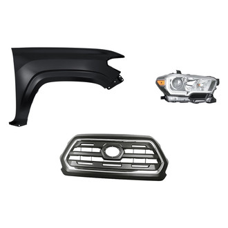 Replacement - 3-Piece Kit (Passenger Side Headlight, Grille, Front Passenger Side Fender) (Standard Line)