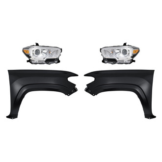 Replacement - 4-Piece Kit (Driver and Passenger Side Headlights, Driver and Passenger Side Fenders)