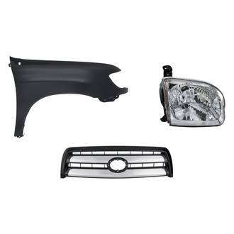 Replacement - 3-Piece Kit (Passenger Side Headlight, Grille, Front Passenger Side Fender) (Standard Line)