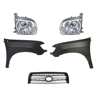 Replacement - 5-Piece Kit (Driver and Passenger Side Headlights, Grille, Driver and Passenger Side Fenders) (Standard Line)