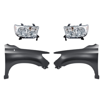 Replacement - 4-Piece Kit (Driver and Passenger Side Headlights, Driver and Passenger Side Fenders) (Standard Line)