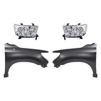 Replacement - 4-Piece Kit (Driver and Passenger Side Headlights, Driver and Passenger Side Fenders) (CAPA Certified)