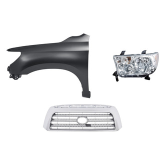 Replacement - 3-Piece Kit (Driver Side Headlight, Grille, Front Driver Side Fender) (Standard Line)