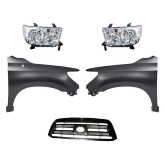 Replacement - 5-Piece Kit (Driver and Passenger Side Headlights, Grille, Driver and Passenger Side Fenders) (Standard Line)