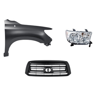 Replacement - 3-Piece Kit (Passenger Side Headlight, Grille, Front Passenger Side Fender) (Standard Line)