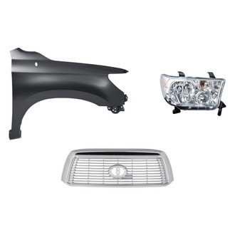 Replacement - 3-Piece Kit (Passenger Side Headlight, Grille, Front Passenger Side Fender) (Standard Line)
