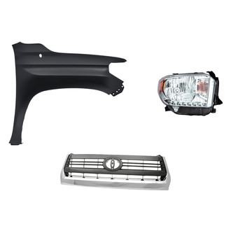 Replacement - 3-Piece Kit (Passenger Side Headlight, Grille, Front Passenger Side Fender) (Standard Line)