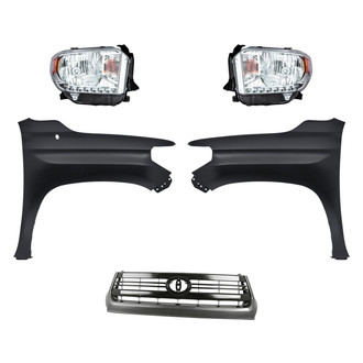 Replacement - 5-Piece Kit (Driver and Passenger Side Headlights, Grille, Driver and Passenger Side Fenders) (Standard Line)