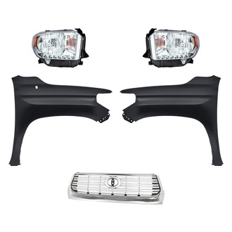 Replacement - 5-Piece Kit (Driver and Passenger Side Headlights, Grille, Driver and Passenger Side Fenders) (Standard Line)