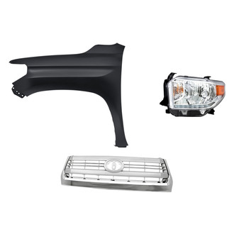 Replacement - 3-Piece Kit (Driver Side Headlight, Grille, Front Driver Side Fender) (CAPA Certified)