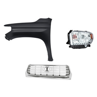 Replacement - 3-Piece Kit (Driver Side Headlight, Grille, Front Driver Side Fender) (CAPA Certified)