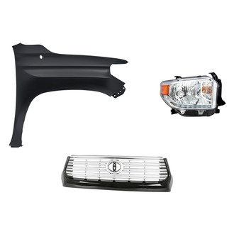 Replacement - 3-Piece Kit (Passenger Side Headlight, Grille, Front Passenger Side Fender) (CAPA Certified)